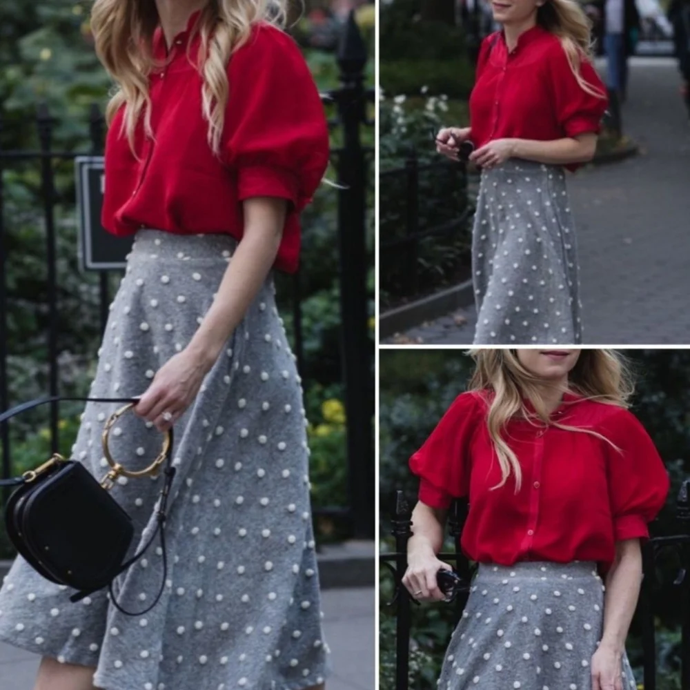 NWT Maeve By Anthropologie Lavoie Red  Blouse - Picture 3 of 10